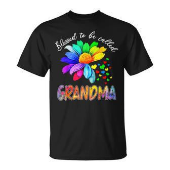 Blessed To Be Called Grandma Sunflower Rainbow Lovers Unisex T-Shirt | Mazezy