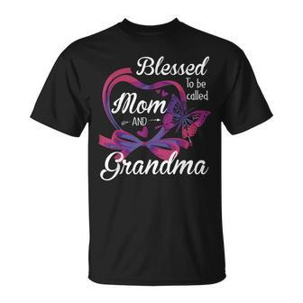 Blessed To Be Called Mom And Grandma Funny Butterfly Unisex T-Shirt | Mazezy