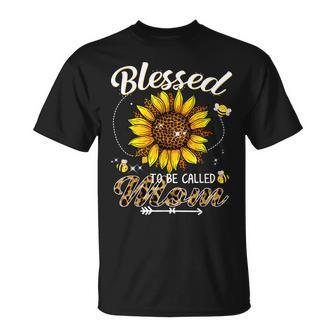 Blessed To Be Called Mom Funny Leopard Sunflower And Bee Unisex T-Shirt | Mazezy