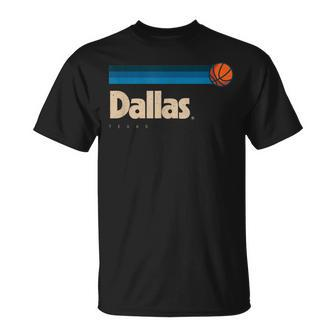 Blue Dallas Basketball B-Ball City Texas Retro Dallas T-Shirt - Seseable