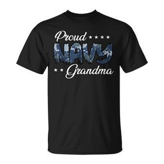 Blue Digital Bold Proud Navy Grandma Unisex T-Shirt | Mazezy