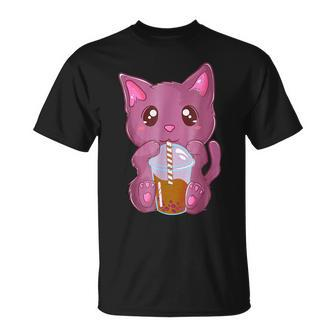 Boba Cat Drinking Boba Kitten Kawaii Japanese Kitty T-Shirt - Seseable