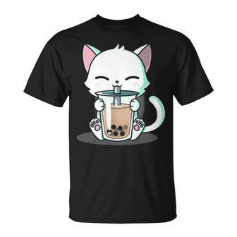 Boba Cat Kawaii Kitten Drinking Boba Cat Unisex T-Shirt - Seseable