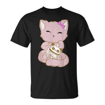 Boba Tea Cat Bubble Tea Cat Kawaii Anime Neko V2 T-Shirt - Seseable
