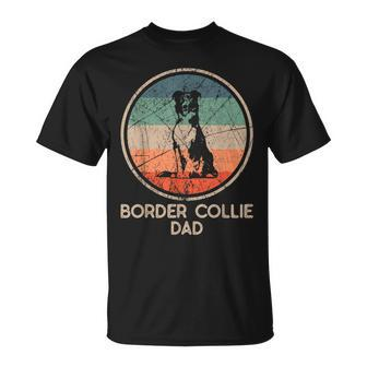 Border Collie Dog Vintage Border Collie Dad T-Shirt - Seseable