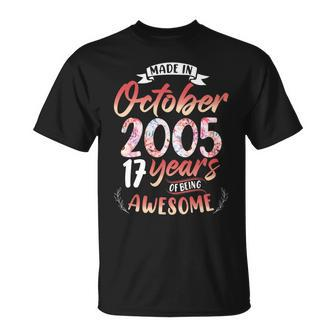 Born October 2005 Birthday Made In 2005 17 Year Old T-shirt - Thegiftio UK