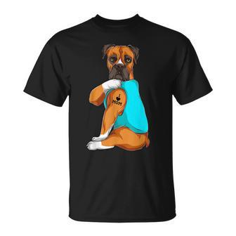 Boxer I Love Mom Tattoo Apparel Dog Mom Gifts Womens Unisex T-Shirt