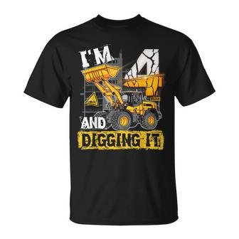 Boy 4 Year Old 4Th Birthday Construction Im 4 And Digging It T-shirt - Thegiftio UK