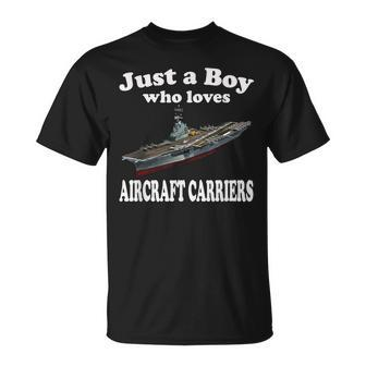 Boy Who Loves Aircraft Carrier Uss Hornet Cv-12 Cvs-12 T-Shirt - Seseable