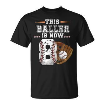 Boys Baseball Birthday Age 8 Sports Themed Birthday Unisex T-Shirt | Mazezy