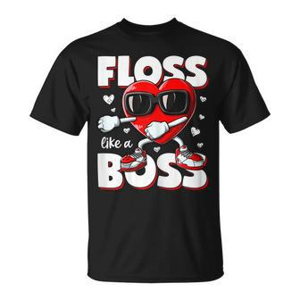 Boys Valentines Day Shirt Kids Floss Like A Boss Flossing Unisex T-Shirt | Mazezy