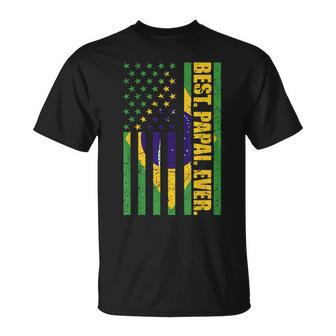 Brazilian Dad Announcement Usa Flag Brazil Best Papai Ever Gift For Mens Unisex T-Shirt - Seseable