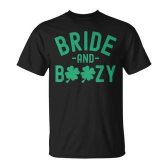 Bride And Boozy St Patricks Day Bachelorette Party T-Shirt - Seseable
