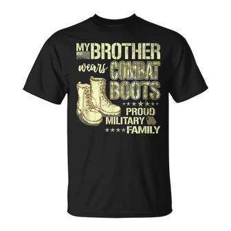 My Brother Wears Combat Boots Proud Military Sibling T-Shirt - Seseable