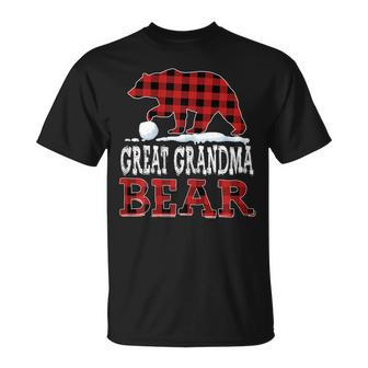 Buffalo Plaid Red Christmas Great Grandma Bear Pajama Family Gift For Womens Unisex T-Shirt | Mazezy
