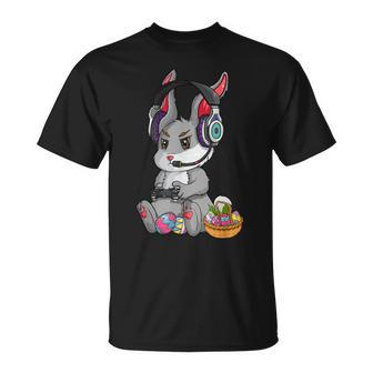 Bunny Rabbit Gaming Happy Easter Day Gamer Boy Girl Kid Unisex T-Shirt | Mazezy