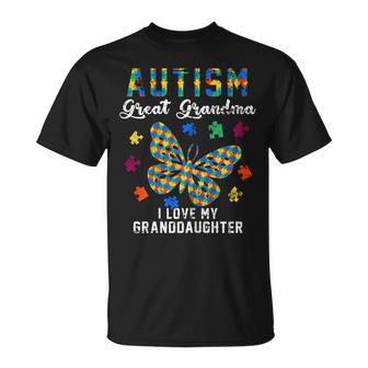 Butterfly Puzzle Autism Great Grandma Love My Granddaughter Gift For Womens Unisex T-Shirt | Mazezy