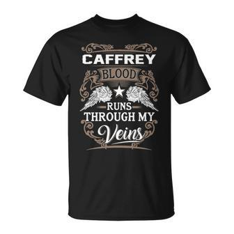 Caffrey Name Gift Caffrey Blood Runs Through My Veins V2 Unisex T-Shirt - Seseable