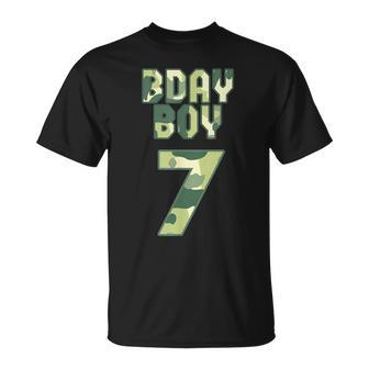 Camouflage Bday Boy 7 Military Little Officer 7Th Birthday T-Shirt - Seseable
