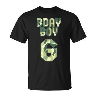 Camouflage Bday Boy Military Little Officer 6Th Birthday Six T-Shirt - Seseable