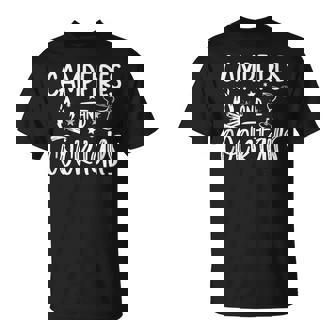 Campfires And Cocktails Graphic Camping T-Shirt - Seseable