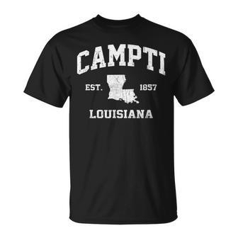 Campti Louisiana La Vintage State Athletic Style T-Shirt - Seseable