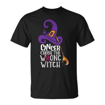 Cancer Chose The Wrong Witch Breast Cancer Halloween V2 Unisex T-Shirt - Seseable