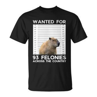 Capybara Mugshot Wanted For 93 Felonies Across The Country V2 Unisex T-Shirt - Monsterry CA
