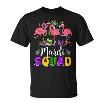 Carnival Party Three Flamingo Mardi Gras Squad T-Shirt - Seseable