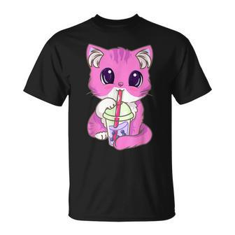 Cat Boba Tea Bubble Tea Anime Kawaii Neko Girls Ns T-Shirt - Seseable