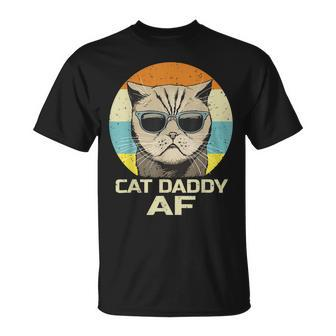 Cat Daddy Af Vintage Graphic Fathers Day Cat Dad T-Shirt - Seseable