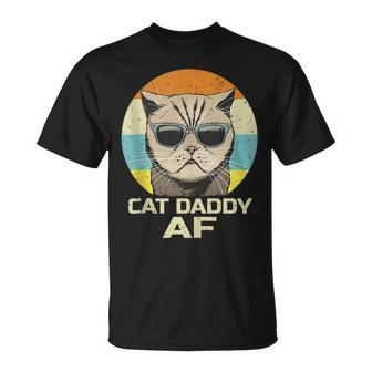 Cat Daddy Af Vintage Graphic Fathers Day Cat Dad V2 T-Shirt - Seseable