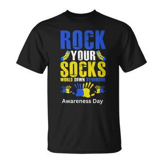Celebrate Rock Your Socks World Down Syndrome Awareness Day Unisex T-Shirt | Mazezy