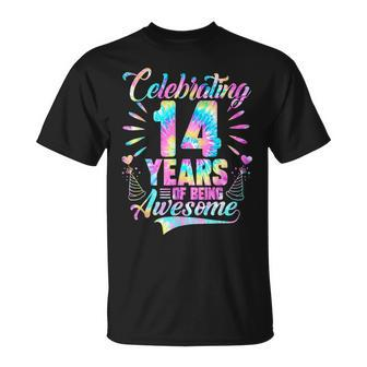 Celebrating 14 Year Of Being Awesome With Tie-Dye Graphic Unisex T-Shirt | Mazezy CA