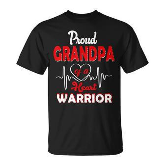 Chd Awareness Gift Proud Grandpa Of A Heart Warrior Unisex T-Shirt | Mazezy