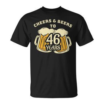 Cheers & Beers To 46 Years Husband Or Man Birthday Ideas T-shirt - Thegiftio UK