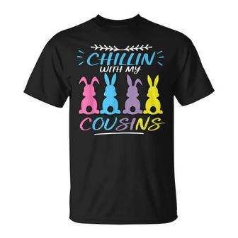 Chillin With My Cousins Colorful Bunnies Easter Girls Boys Unisex T-Shirt | Mazezy