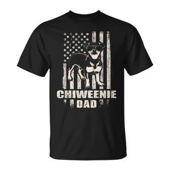 Chiweenie Dad Cool Vintage Retro Proud American T-Shirt - Seseable