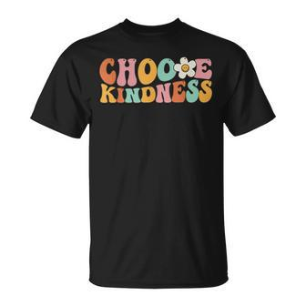Choose Kindness Retro Groovy Be Kind Inspirational Teacher T-Shirt - Seseable