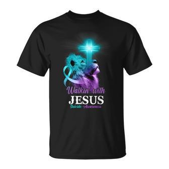 Christian Lion Cross Religious Saying Suicide Awareness T-Shirt - Seseable