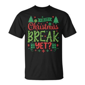 Is It Christmas Break Yet Christmas Pajama Teacher Women T-shirt - Seseable