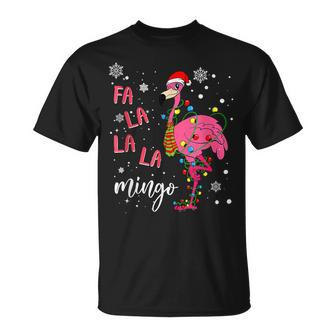 Christmas Flamingo Santa Hat Xmas Lights Flamingo Loves V4 T-shirt - Thegiftio UK