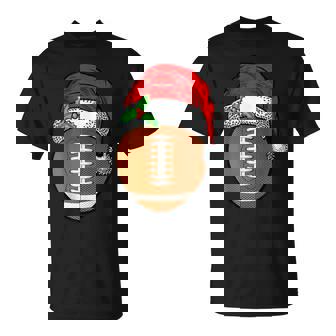Christmas Football Ball Santa Hat Xmas Sport For Boy Kid T-shirt - Thegiftio