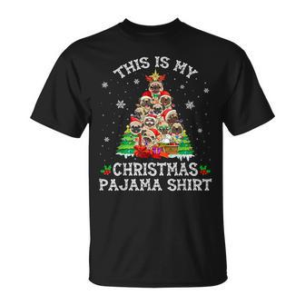 Christmas Pajama Funny Pug Tree Dog Xmas Dog Dad Mom Unisex T-Shirt | Mazezy