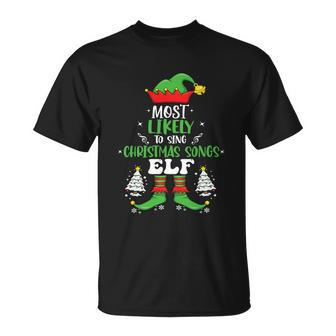 Christmas Songs Elf Family Matching Group Christmas Party Unisex T-Shirt - Monsterry AU