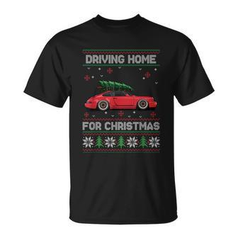 Christmas Tree Oldtimer Car Xmas Ugly Sweater Pullover Look Unisex T-Shirt - Monsterry UK