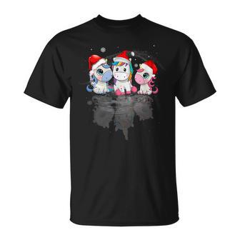 Christmas Unicorn Shadow Santa Hat Xmas Ns T-shirt - Seseable
