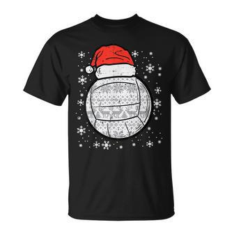 Christmas Volleyball Ball Santa Hat Xmas Girls Women Sport T-shirt - Seseable