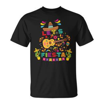 Cinco De Mayo Lets Fiesta Mexican Maracas Sombrero Unisex T-Shirt | Mazezy