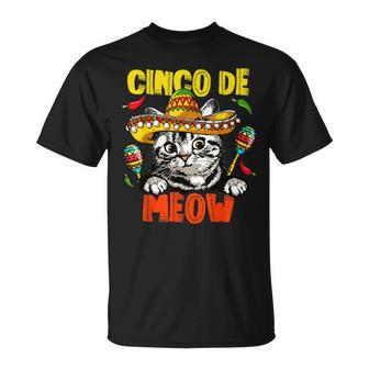 Cinco De Meow Funny 5 De Mayo Cat Mexican Fiesta Cats Lover Unisex T-Shirt | Mazezy